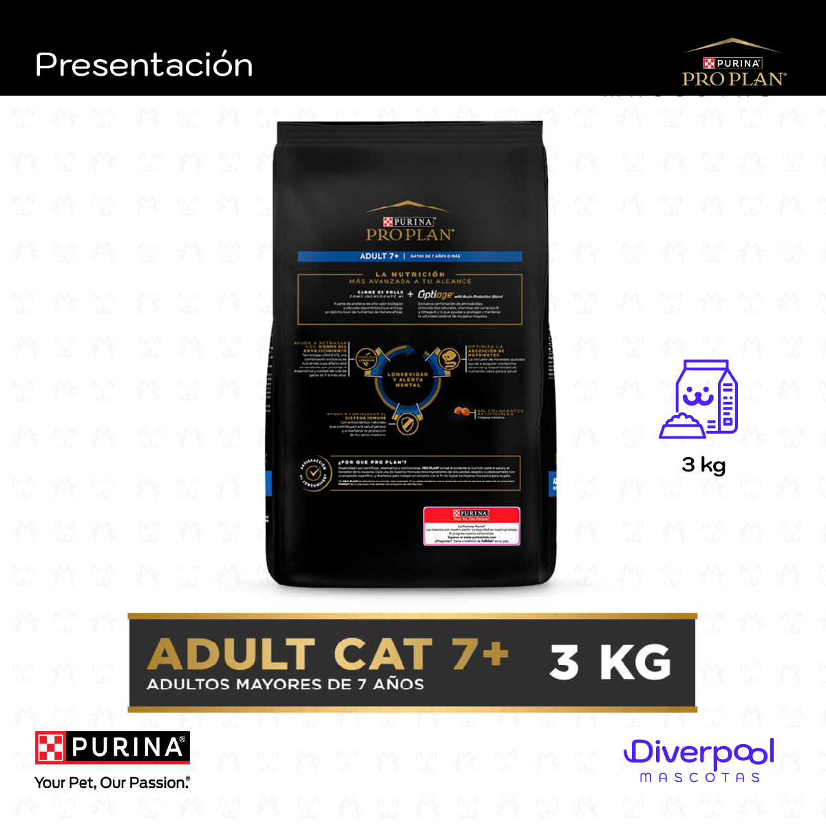Gato Adulto 7+ | Para gatos de 7 o más años 3 kg - Imagen 2