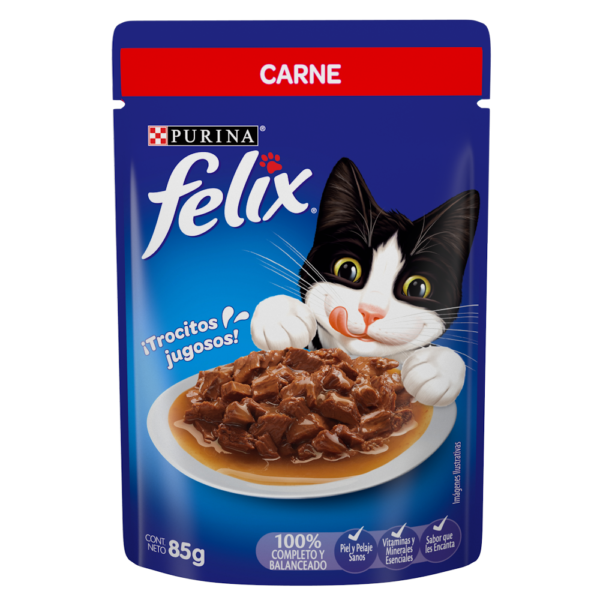 POUCH FELIX GATITO SENSACIONES DE CARNE EN SALSA 85 GR