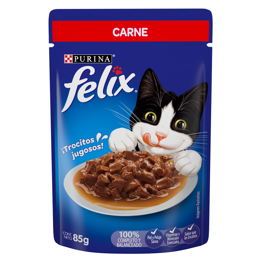 POUCH FELIX GATITO SENSACIONES DE CARNE EN SALSA 85 GR