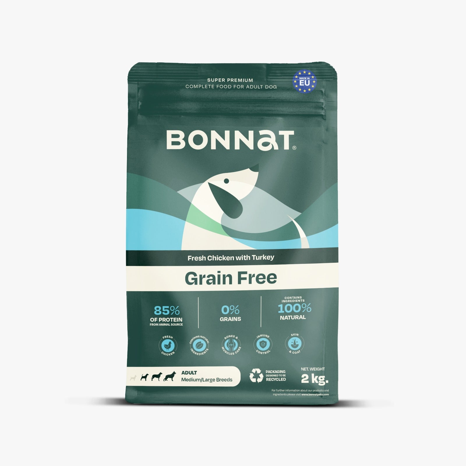 BONNAT PERRO GRAIN FREE ADULTO RAZA MEDIANA/ GRANDE 2 KG
