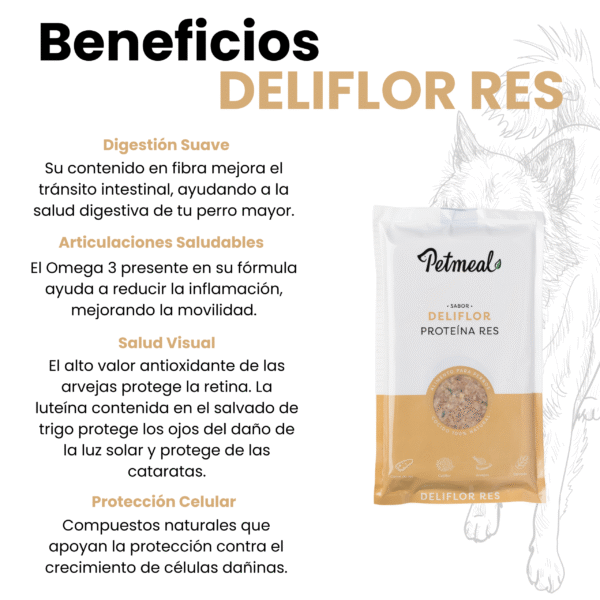 Petmeal – Dieta Cocida Natural Perro Deliflor Res con Coliflor, Arvejas y Salvado (500 g) - Imagen 3