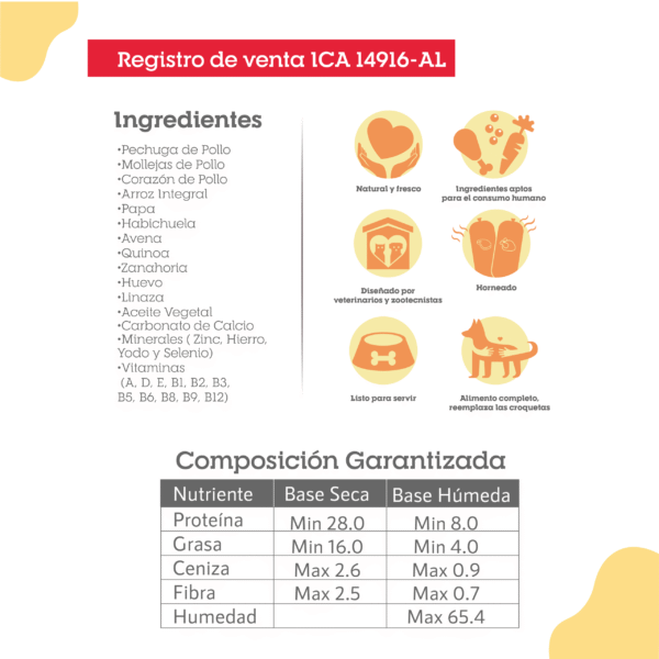 DIETA PERRO PIXIE DE POLLO TRADICIONAL 500 GR (AMARILLO) - Imagen 3