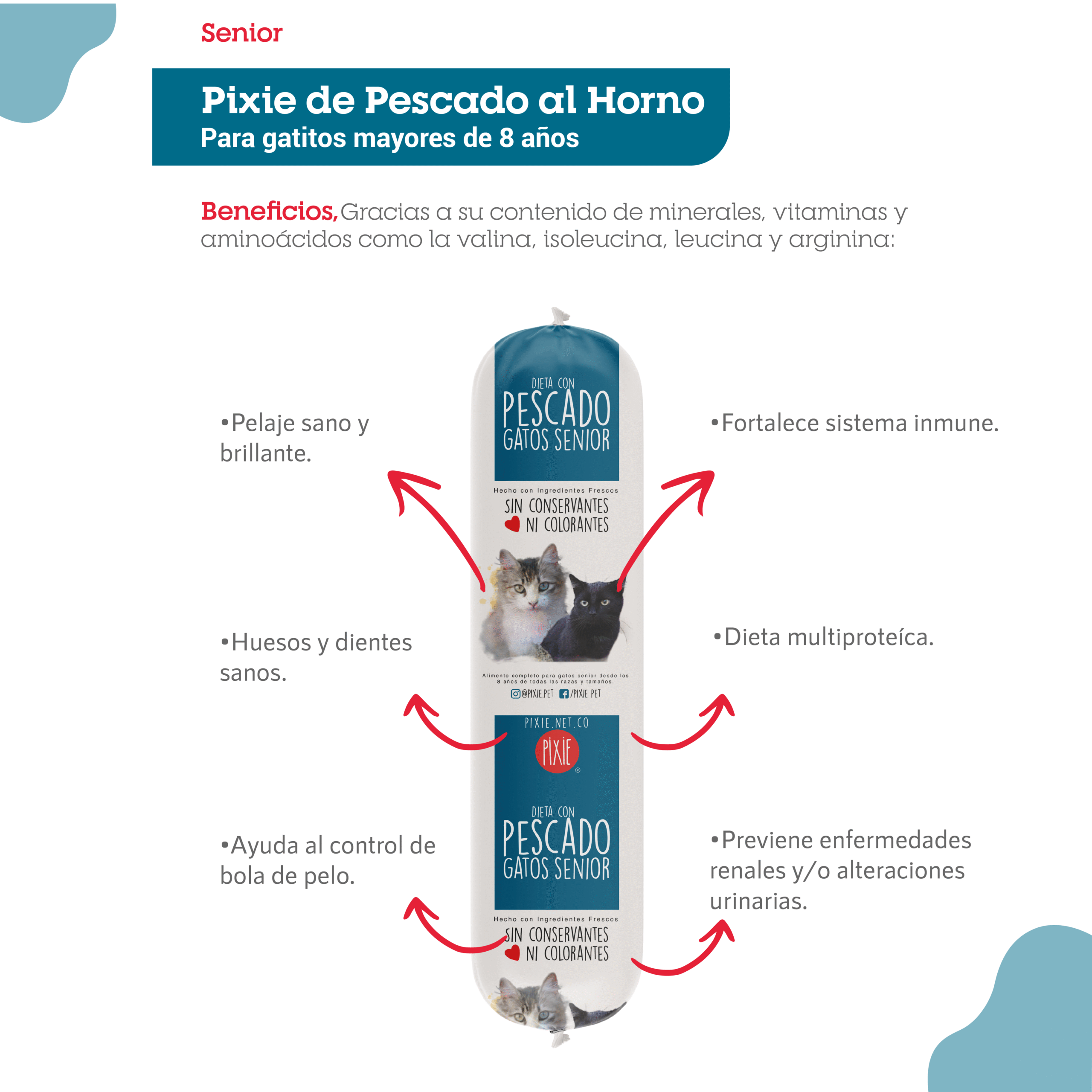 DIETA  PIXIE PESCADO GATOS SENIOR 200 GR AZUL - Imagen 3