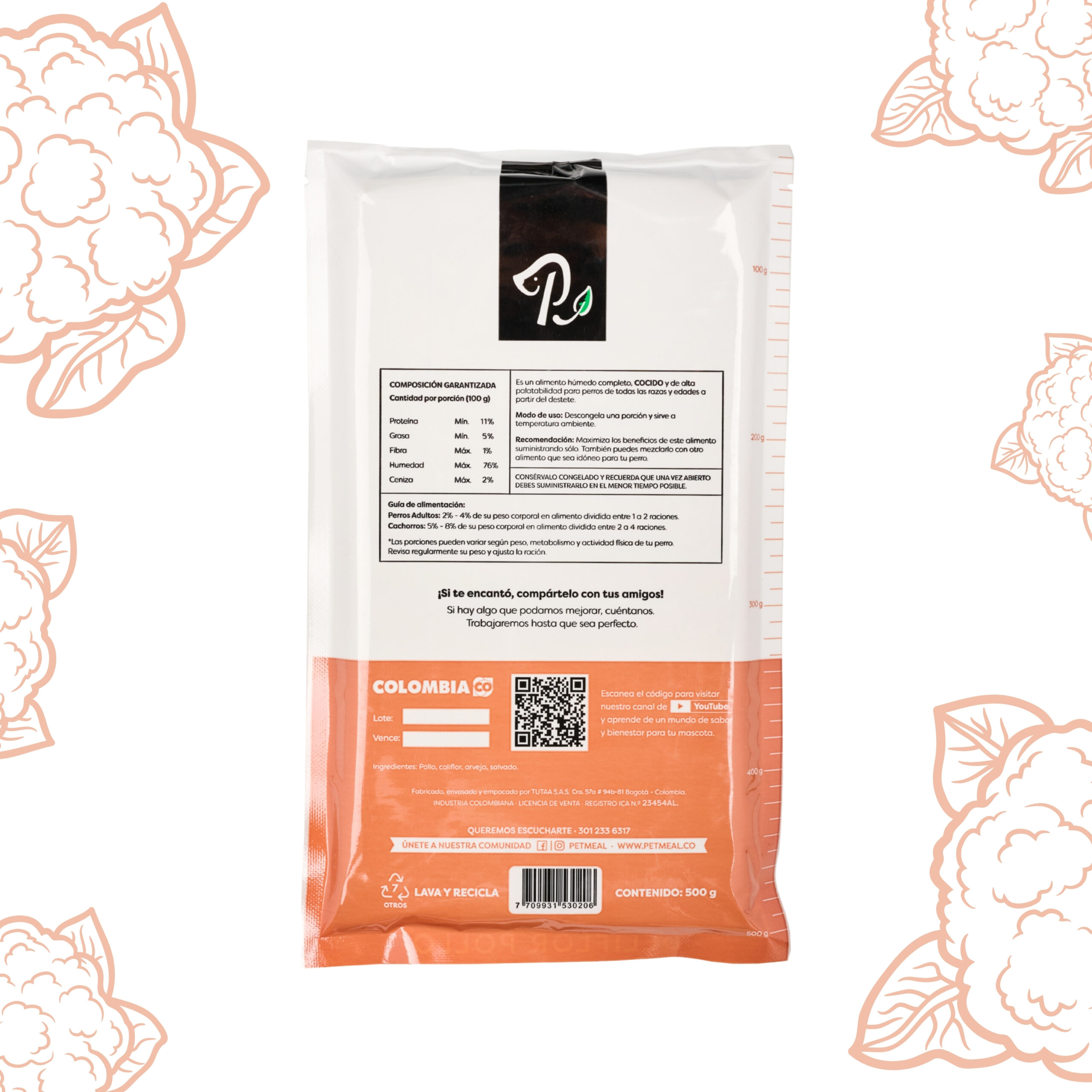 Petmeal Dieta Cocida Natural Perros – Deliflor Pollo (500 g) - Imagen 2