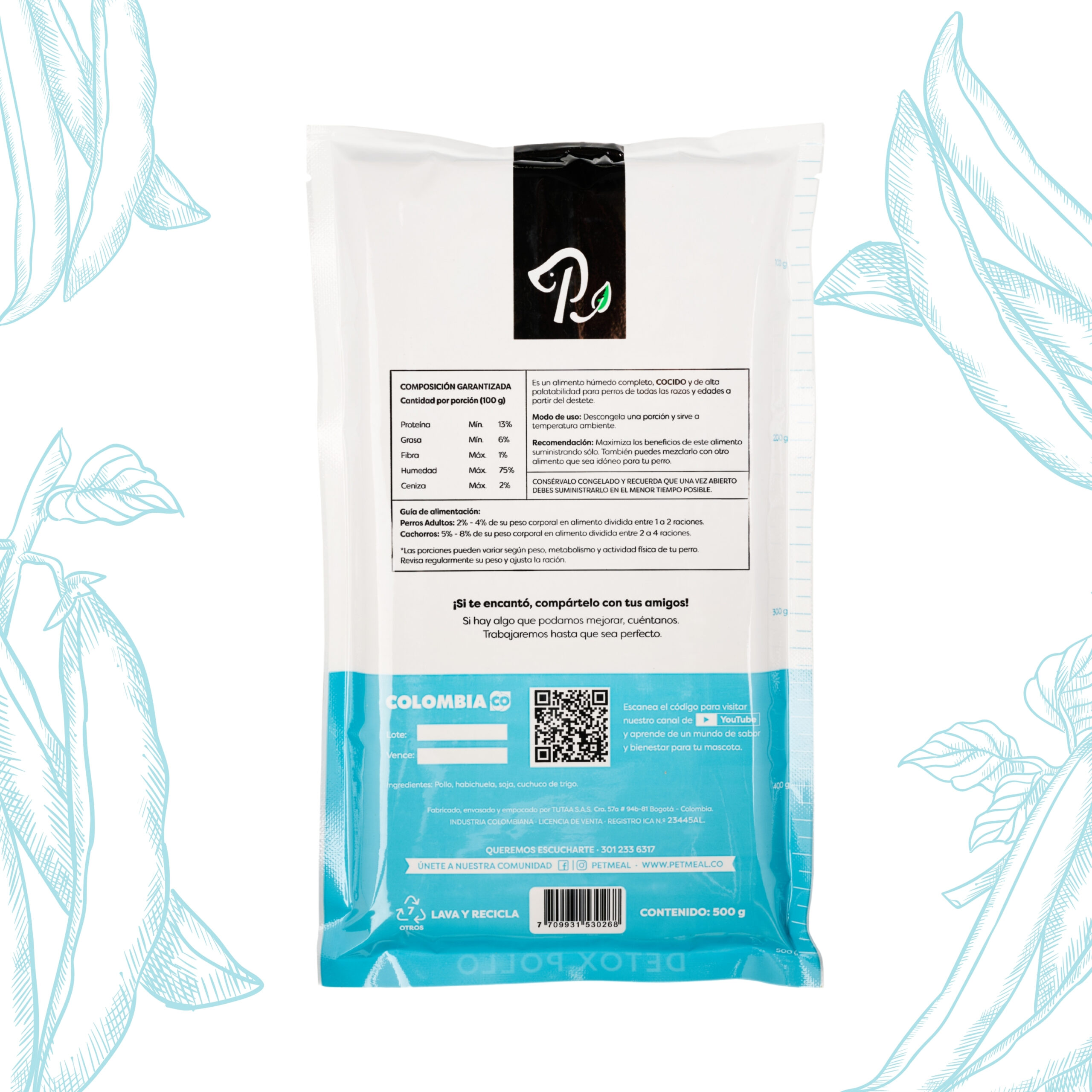 Petmeal Dieta Cocida Natural Perros – Detox Pollo (500 g) - Imagen 2