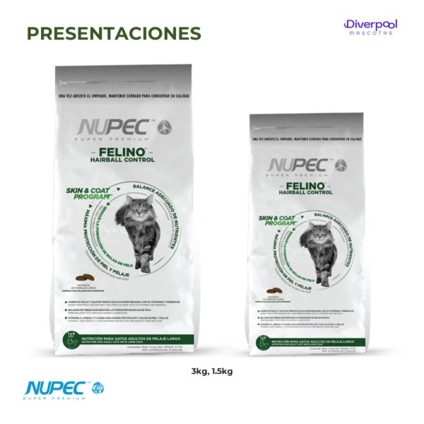 NUPEC Felino Hairball Control 1,5 kg Control de Bolas de Pelo en Gatos Adultos - Imagen 7