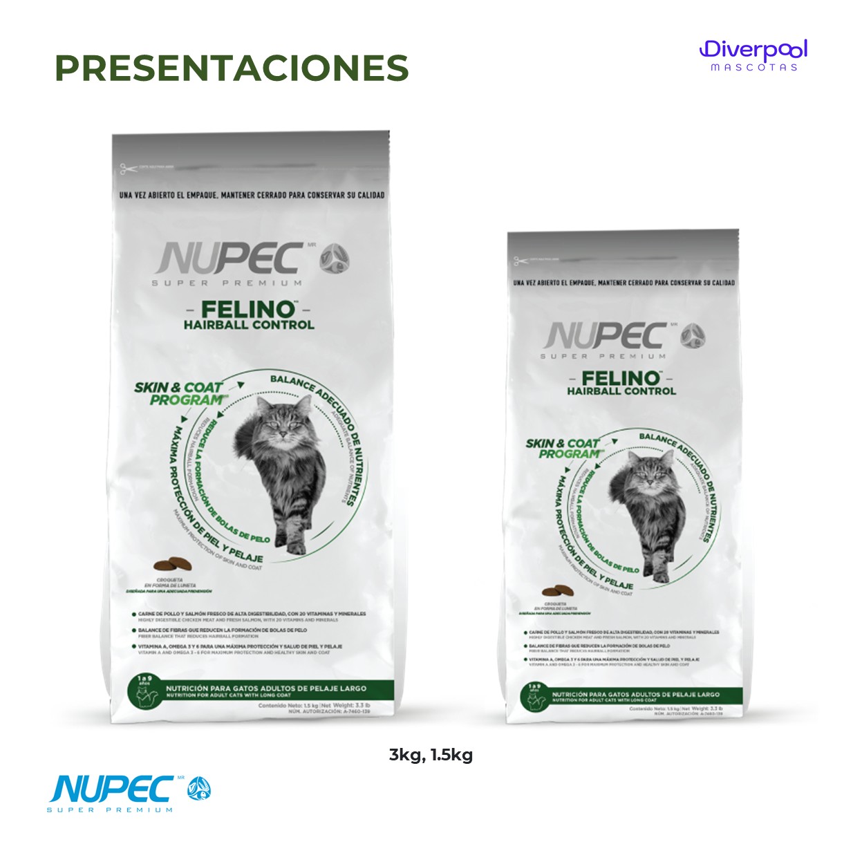NUPEC Felino Hairball Control 1,5 kg Control de Bolas de Pelo en Gatos Adultos - Imagen 7