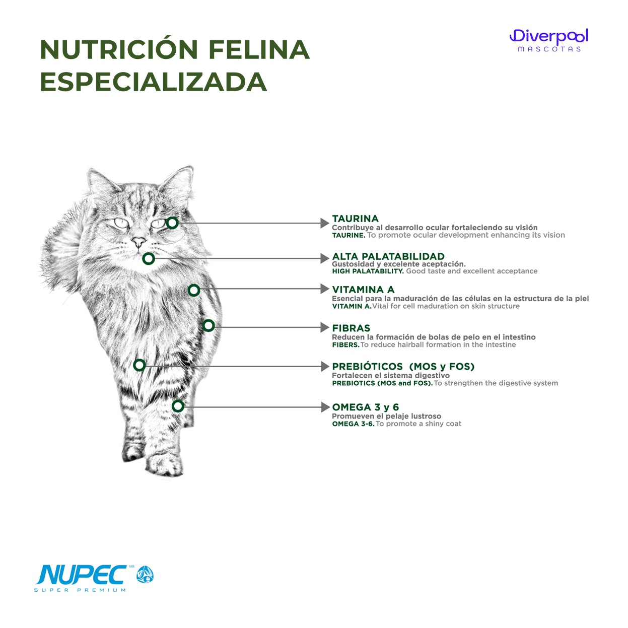 NUPEC Felino Hairball Control 1,5 kg Control de Bolas de Pelo en Gatos Adultos - Imagen 2