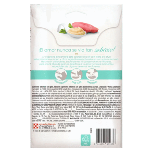 Snack Fancy Feast Purée Kiss Atún 40 g (4 sachets) - Imagen 2