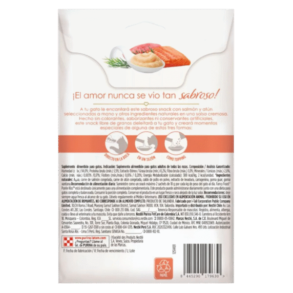 Snack líquido para gatos Fancy Feast® Purée Kiss con atún y salmón (4 SACHETS) PURINA - Imagen 2