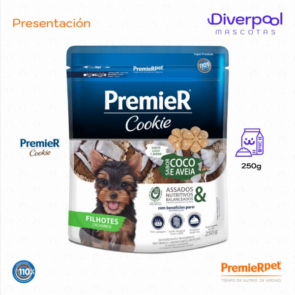 PREMIER Cookie Perros Cachorros Coco y Avena 250 gr - Imagen 2