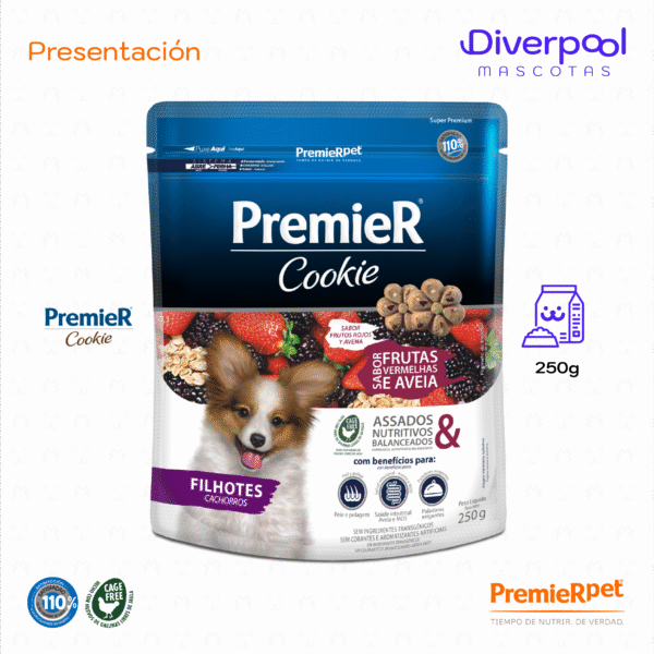 PREMIER Cookie Perros Cachorros Frutos Rojos y Avena 250 gr - Imagen 2