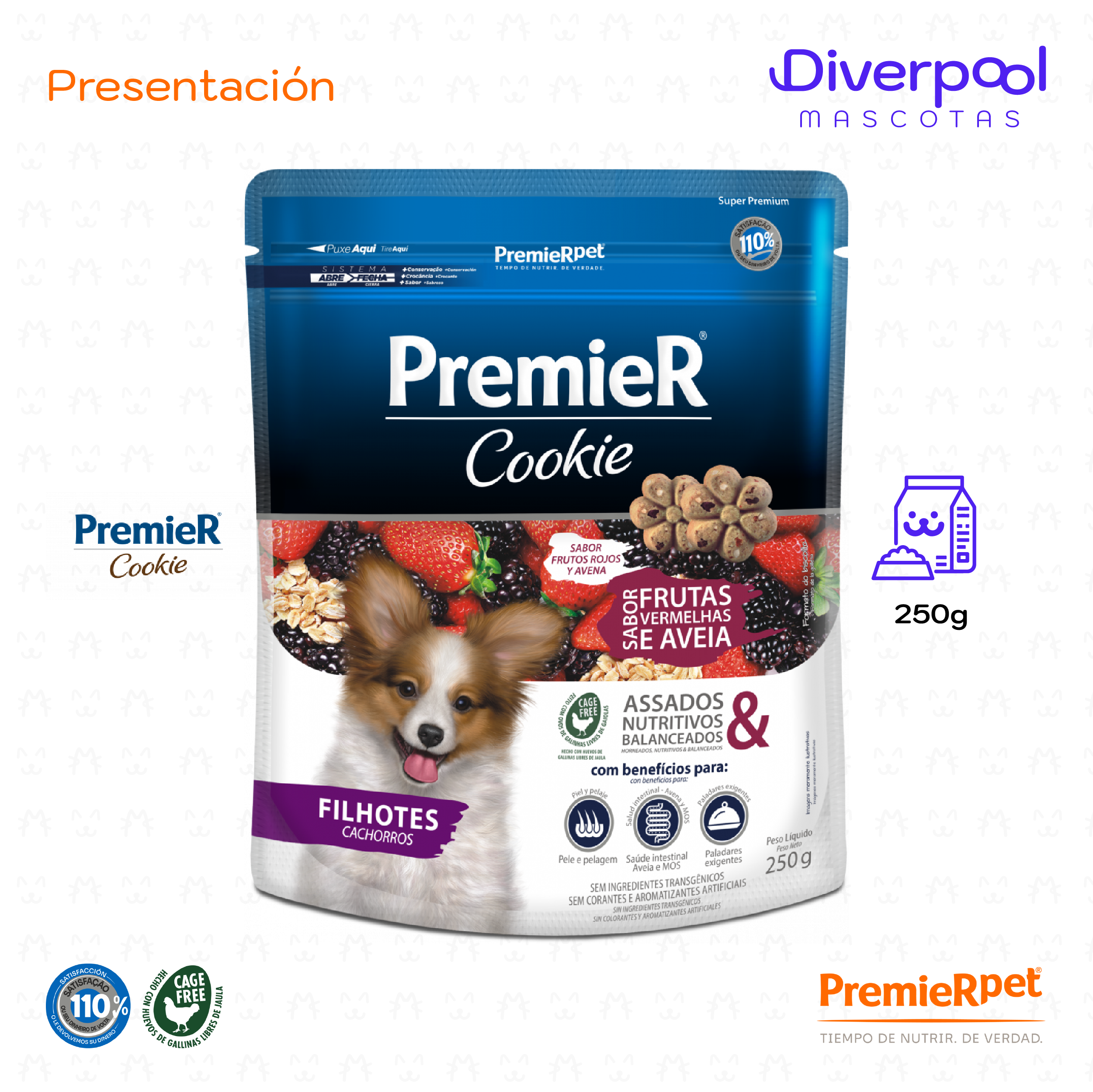 PREMIER Cookie Perros Cachorros Frutos Rojos y Avena 250 gr - Imagen 2