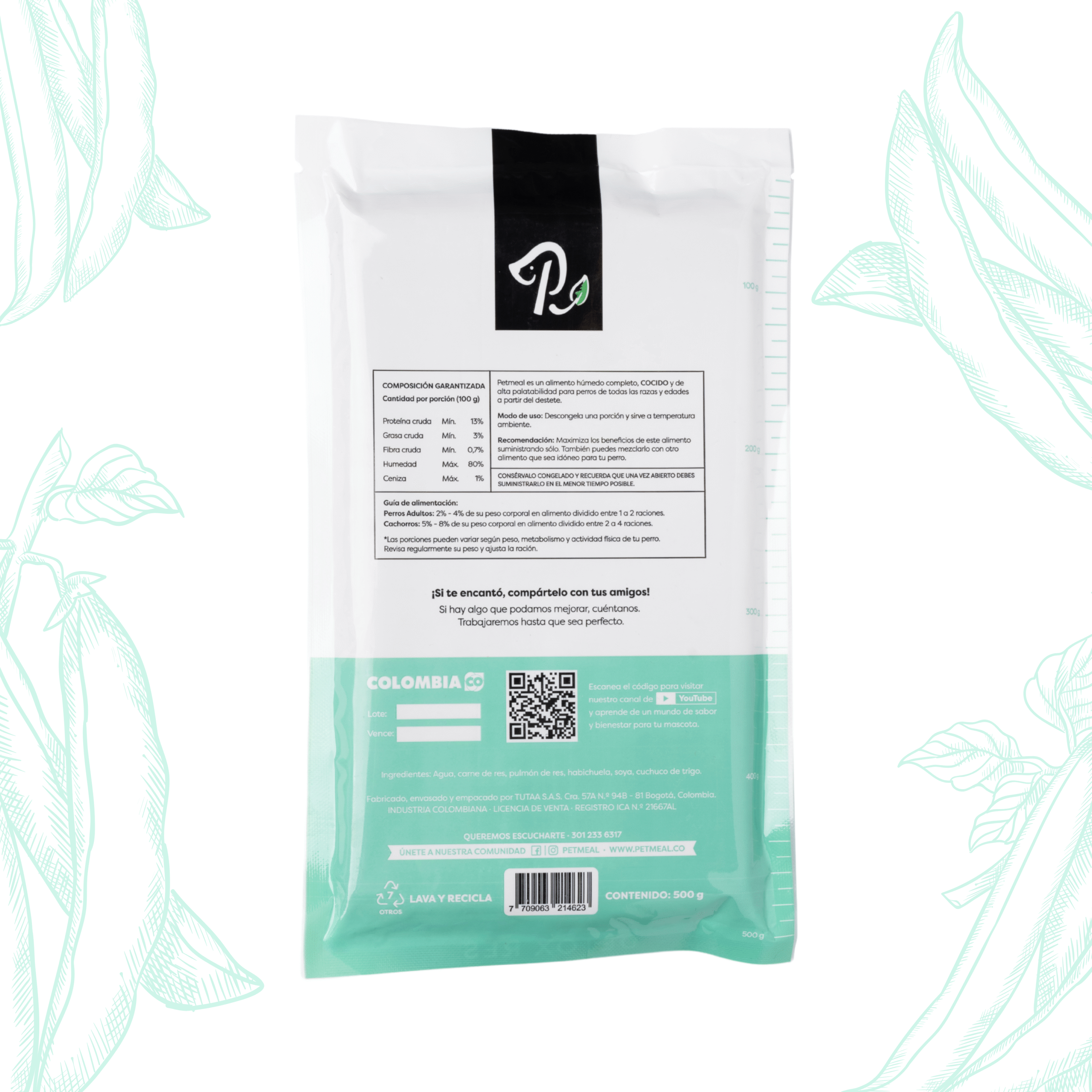 Petmeal – Dieta Cocida Natural Detox Res con Habichuela, Soja y Cuchuco de Trigo (500 g) - Imagen 2
