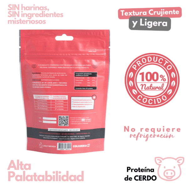 Petmeal Snack Liofilizado para Perros – Hígado de Cerdo Natural (50 g) - Imagen 2