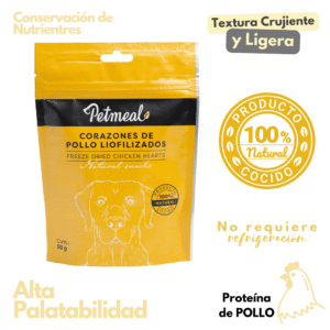 Petmeal Snack Liofilizado para Perros – Corazones de Pollo Natural (50 g)
