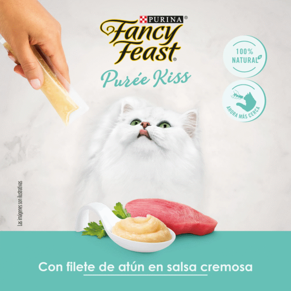 Snack Fancy Feast Purée Kiss Atún 40 g (4 sachets) - Imagen 8