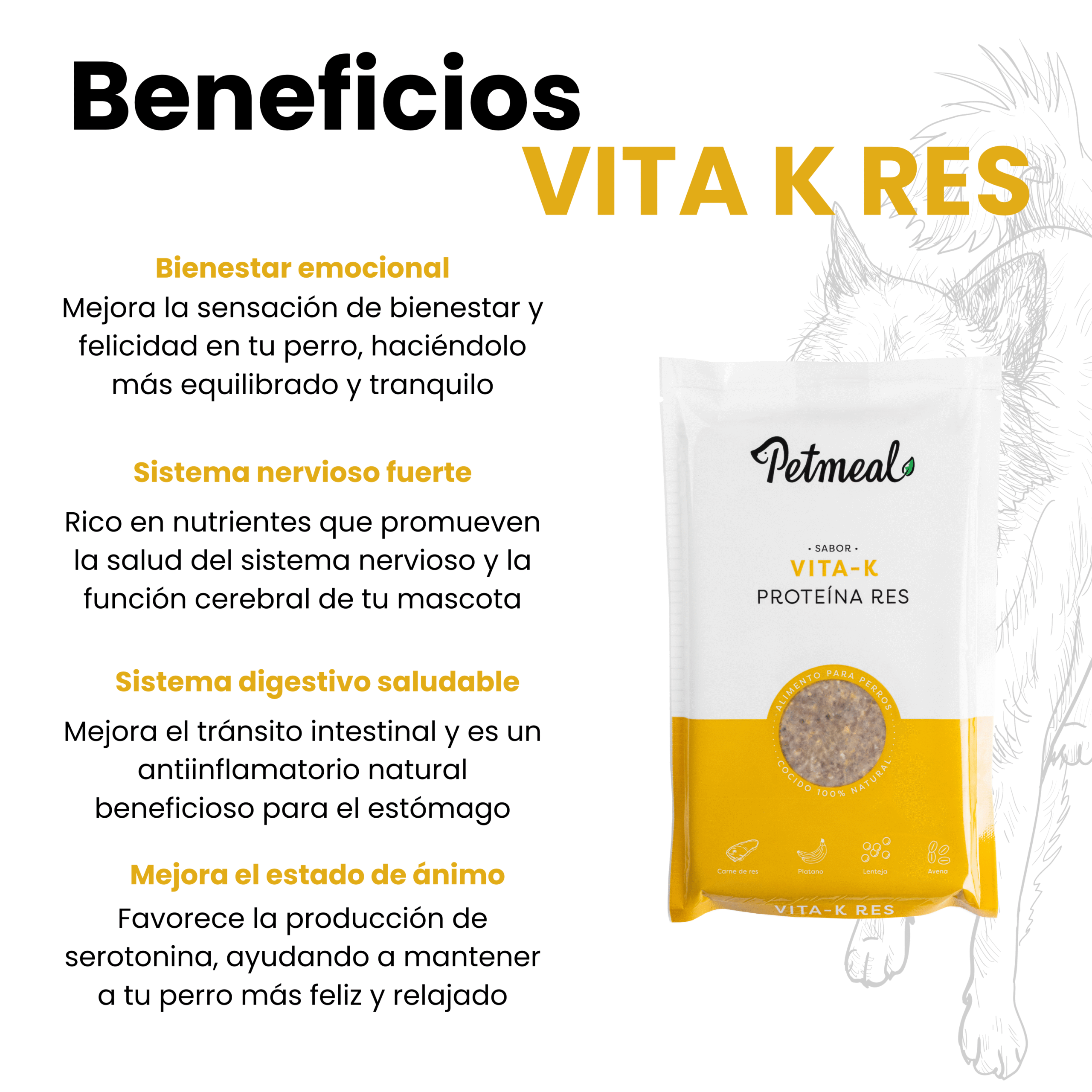 Petmeal – Dieta Cocida Natural Perros Vita K de Res con Plátano, Avena y Lenteja (500 g) - Imagen 3