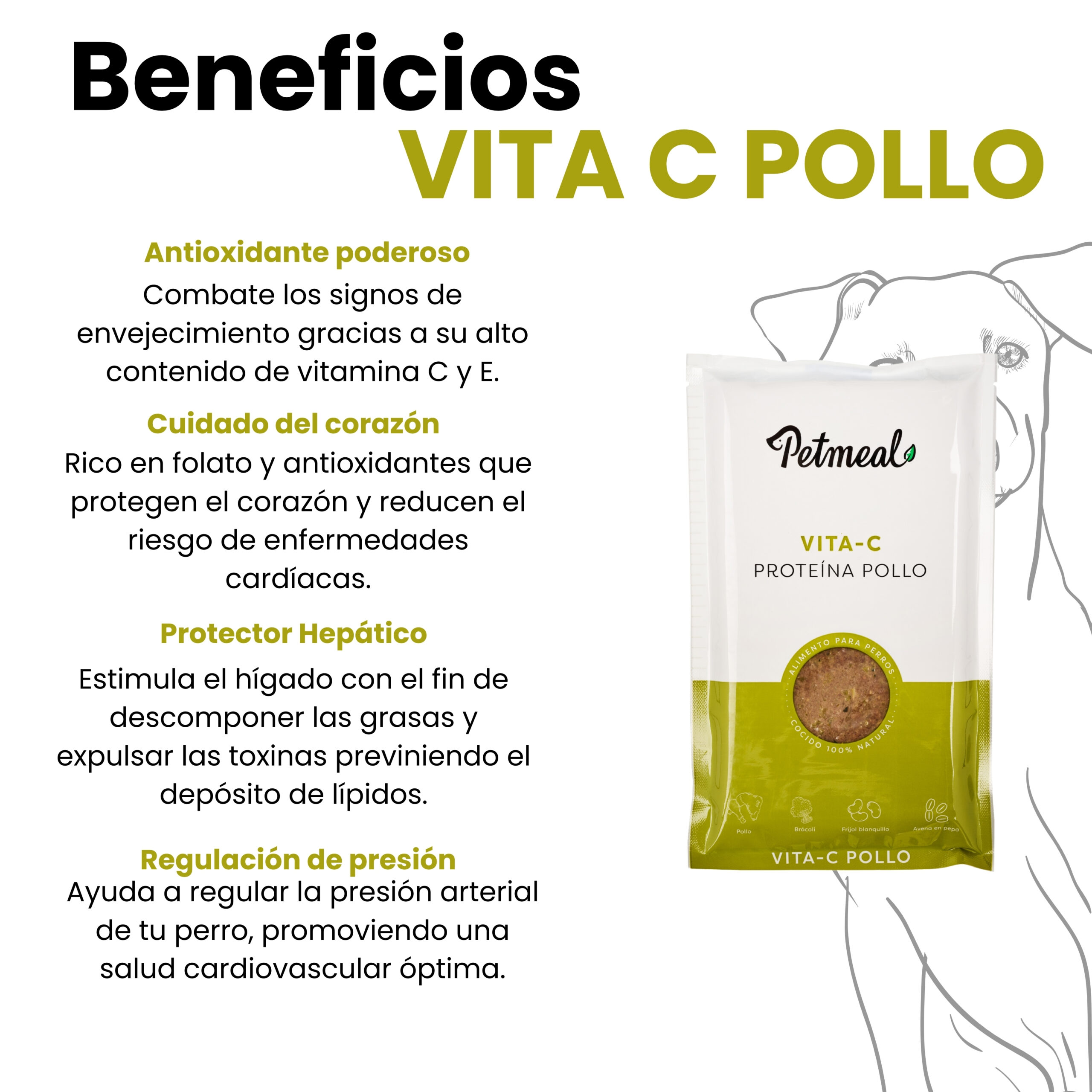 Petmeal Dieta Cocida Natural Perros – Vita C Pollo (500 g) - Imagen 3