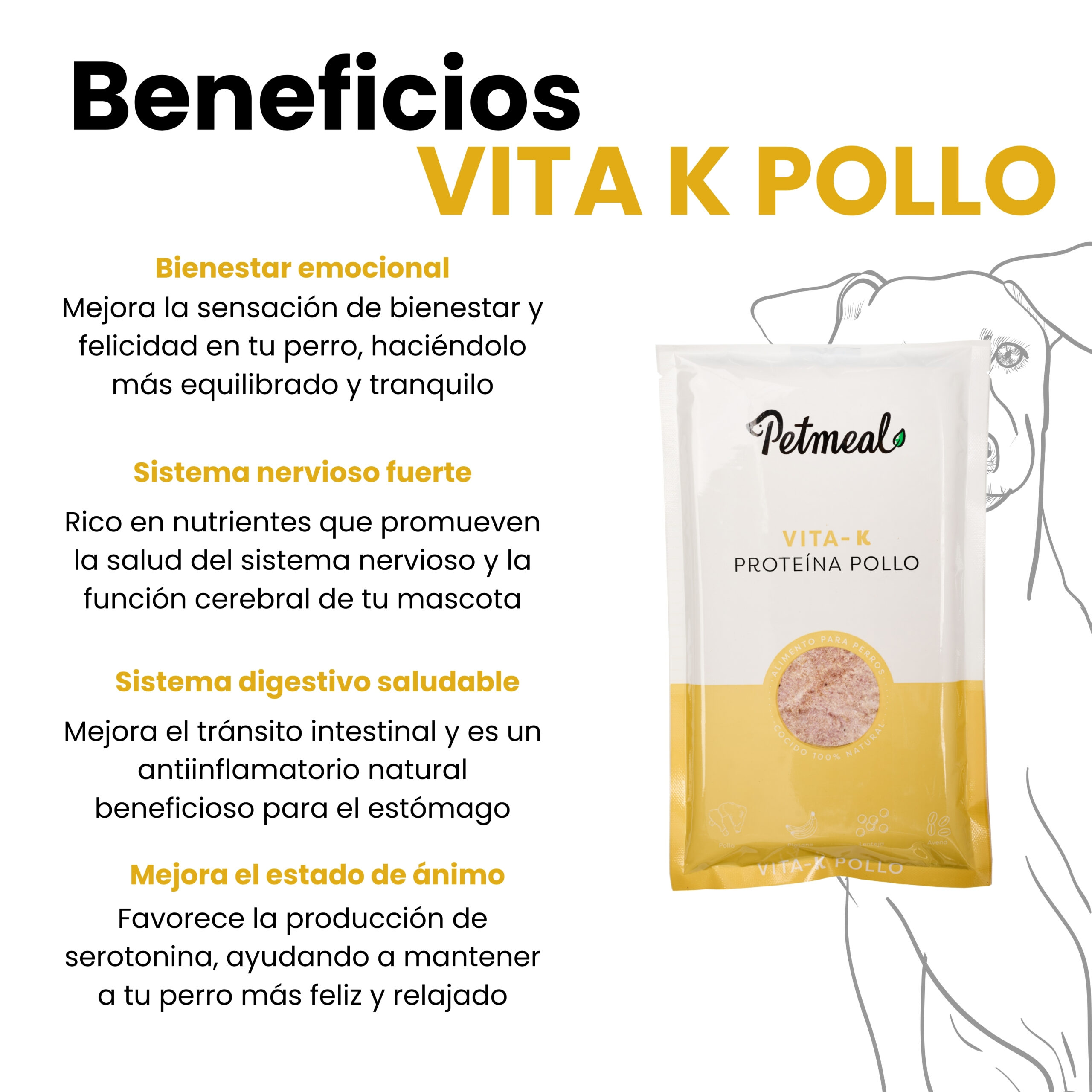 Petmeal Dieta Cocida Natural Perros – Vita K Pollo (500 g) - Imagen 7
