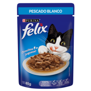 POUCH FELIX GATITO SENSACIONES DE PESCADO BLANCO EN SALSA 85 GR